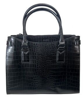 Aldo Treskerby Black Croc-Embossed Top-Handle Satchel, Shoulder Strap Tote Bag